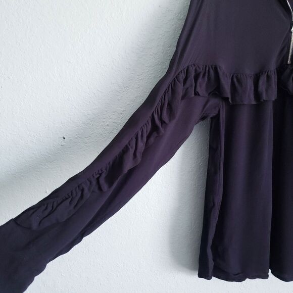 &‎ Other Stories Black Ruffle Long Sleeve Zipper Blouse - Picture 3 of 6